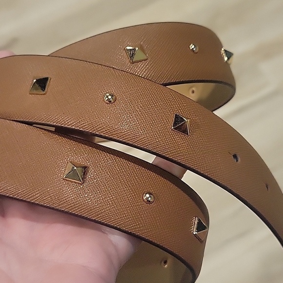NEW! MICHAEL KORS Brown Vegan Leather Belt w/ Gold Studs Large. main image 3